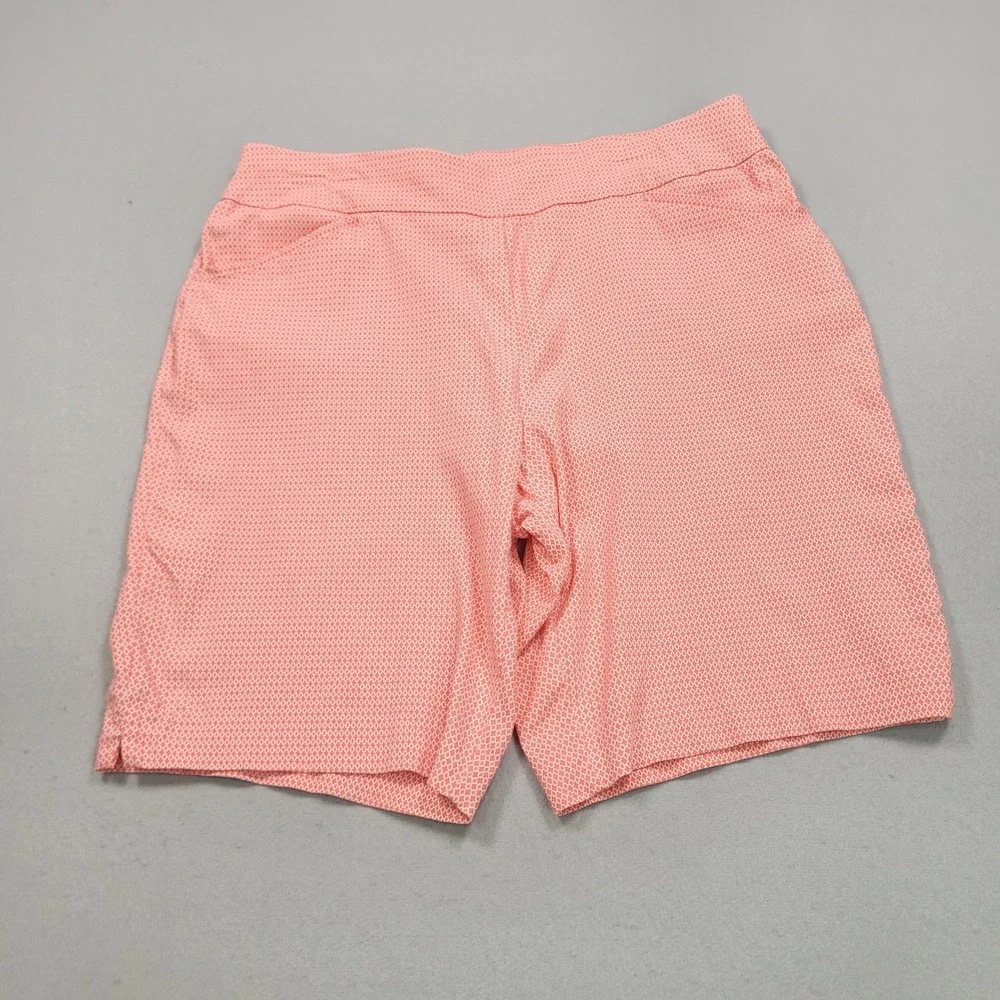 Chicos‎ Perfect Stretch Shorts Womens 2.5 Pink White Geometric Pull On Bermuda
